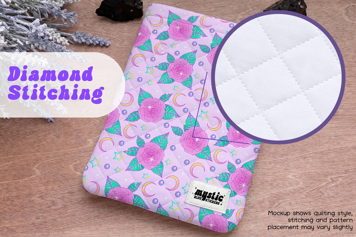 Celestial Rose Kindle Sleeve - Quilted Padded E-Reader & iPad Mini Case