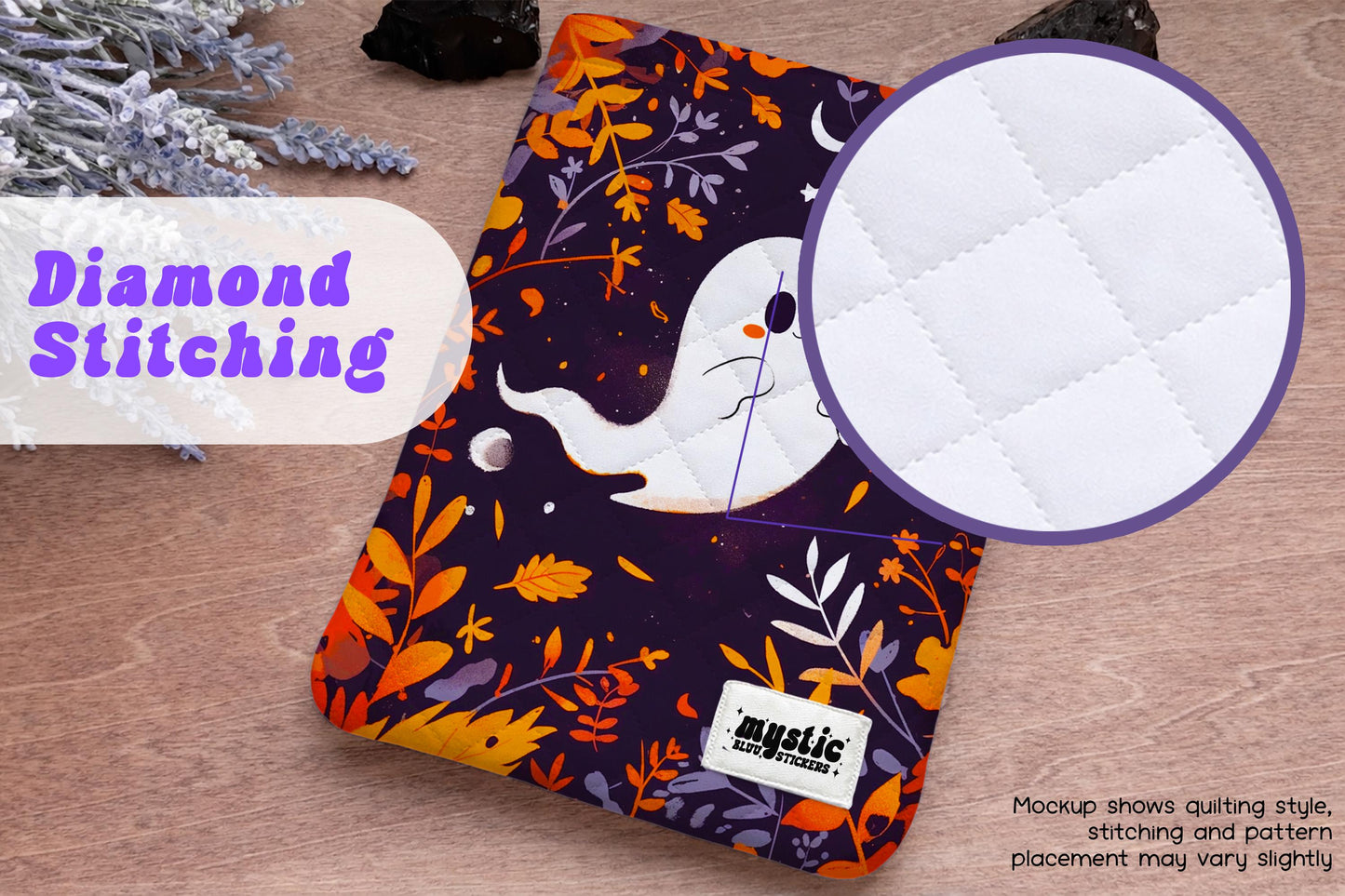 Cozy Ghost Kindle Sleeve - Quilted Padded E-Reader & iPad Mini Case