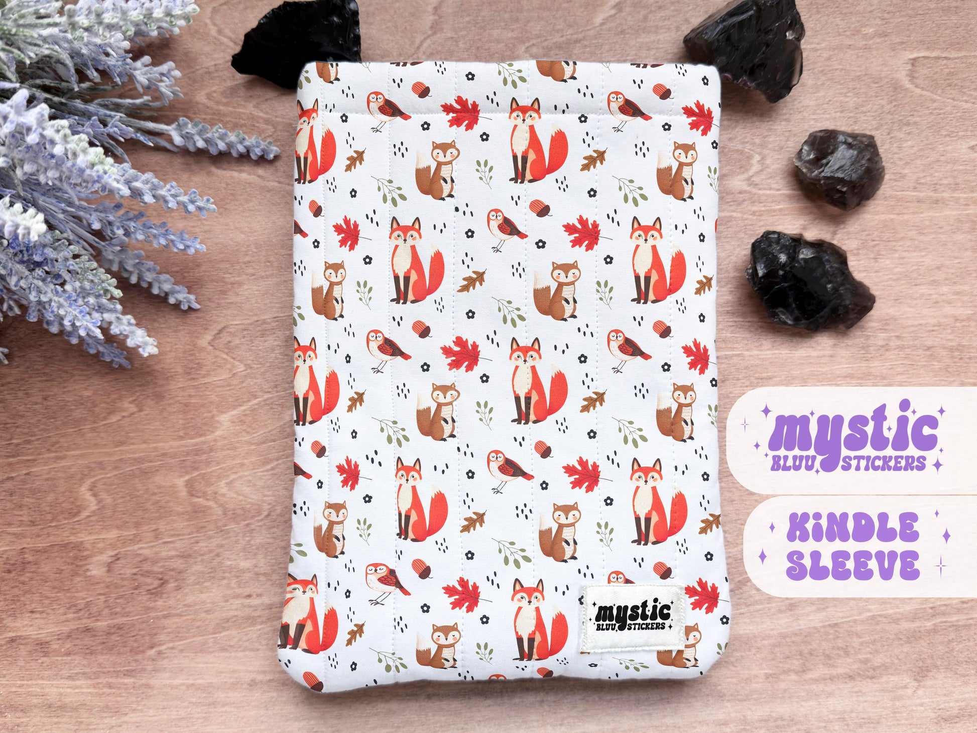 Cozy Woodland Kindle Sleeve – Autumn Quilted Padded E-Reader & iPad Mini Case