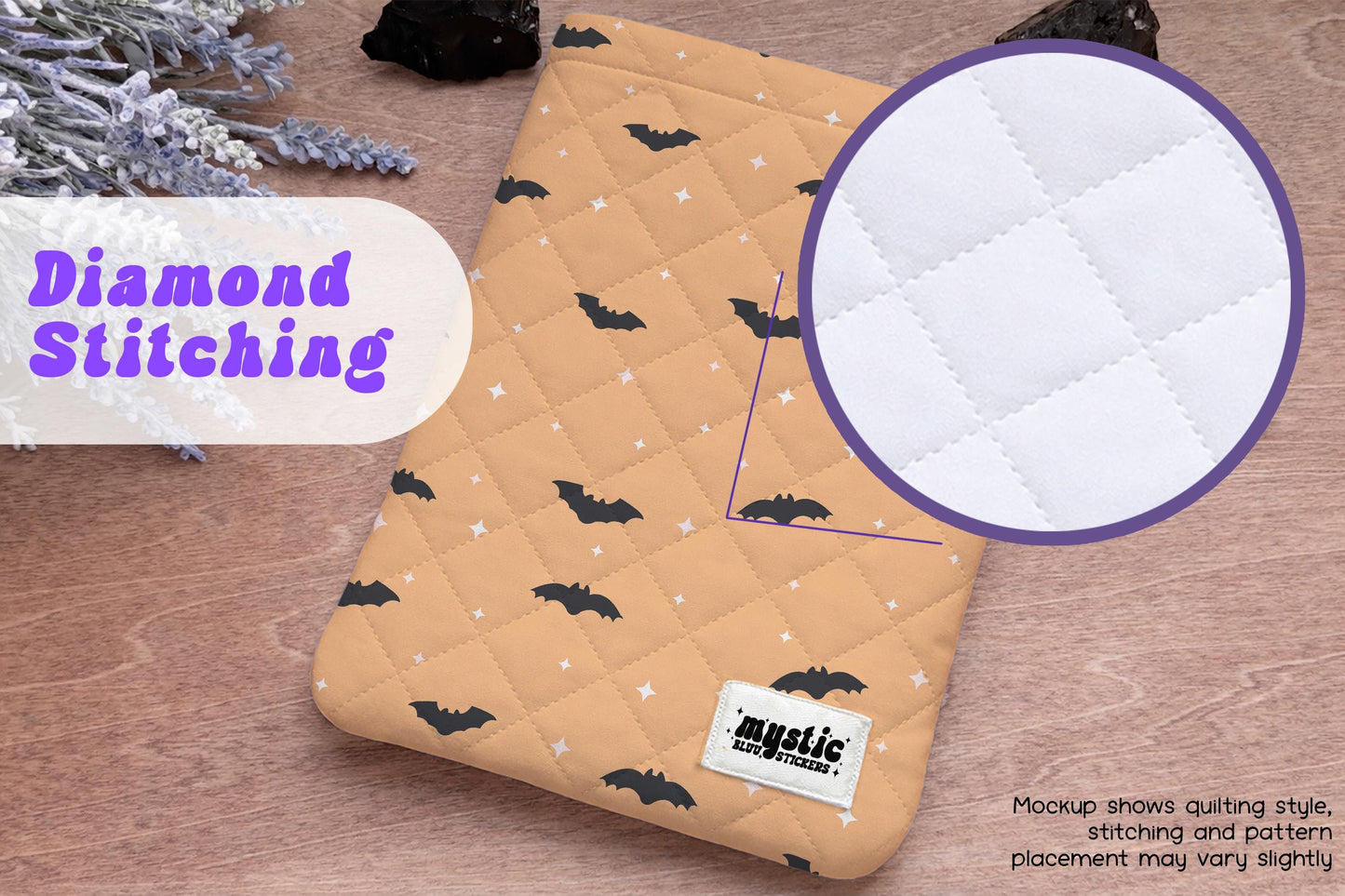 Bat Kindle Sleeve - Minimal Quilted Padded E-Reader & iPad Mini Case