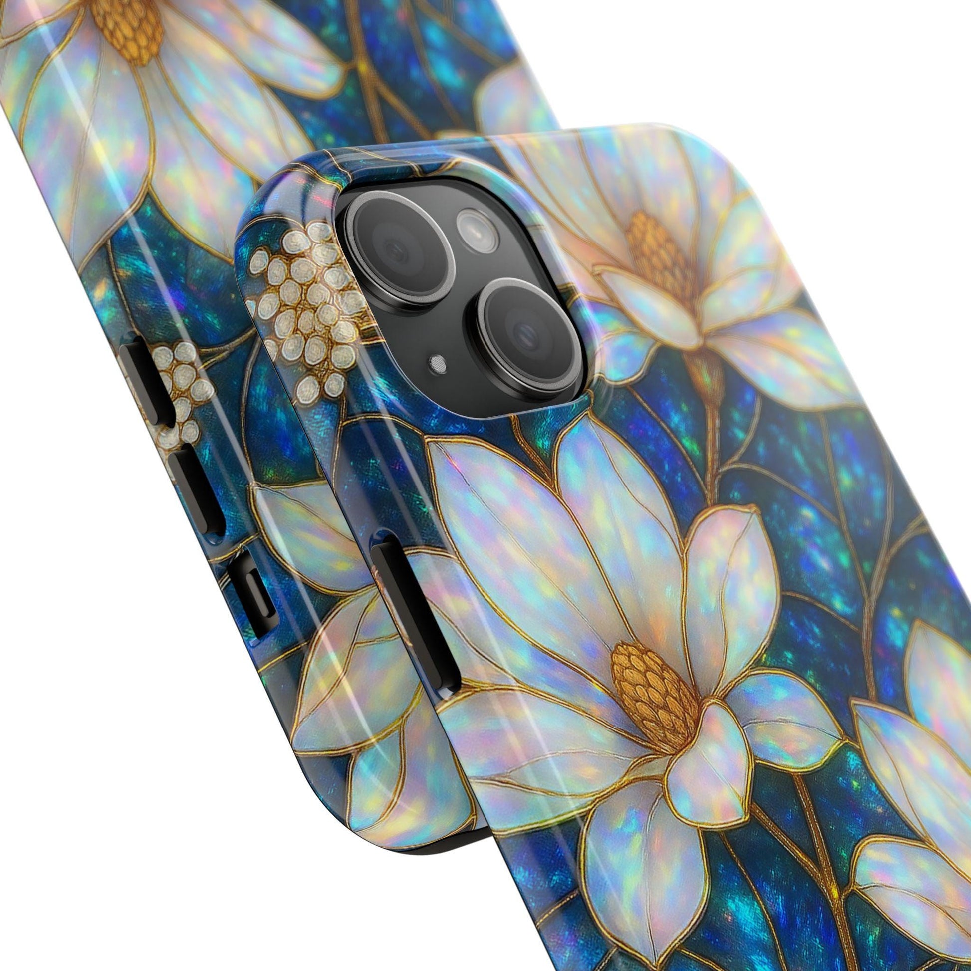 Magnolia Phone Case, 2D Stained Glass Floral iPhone Cover