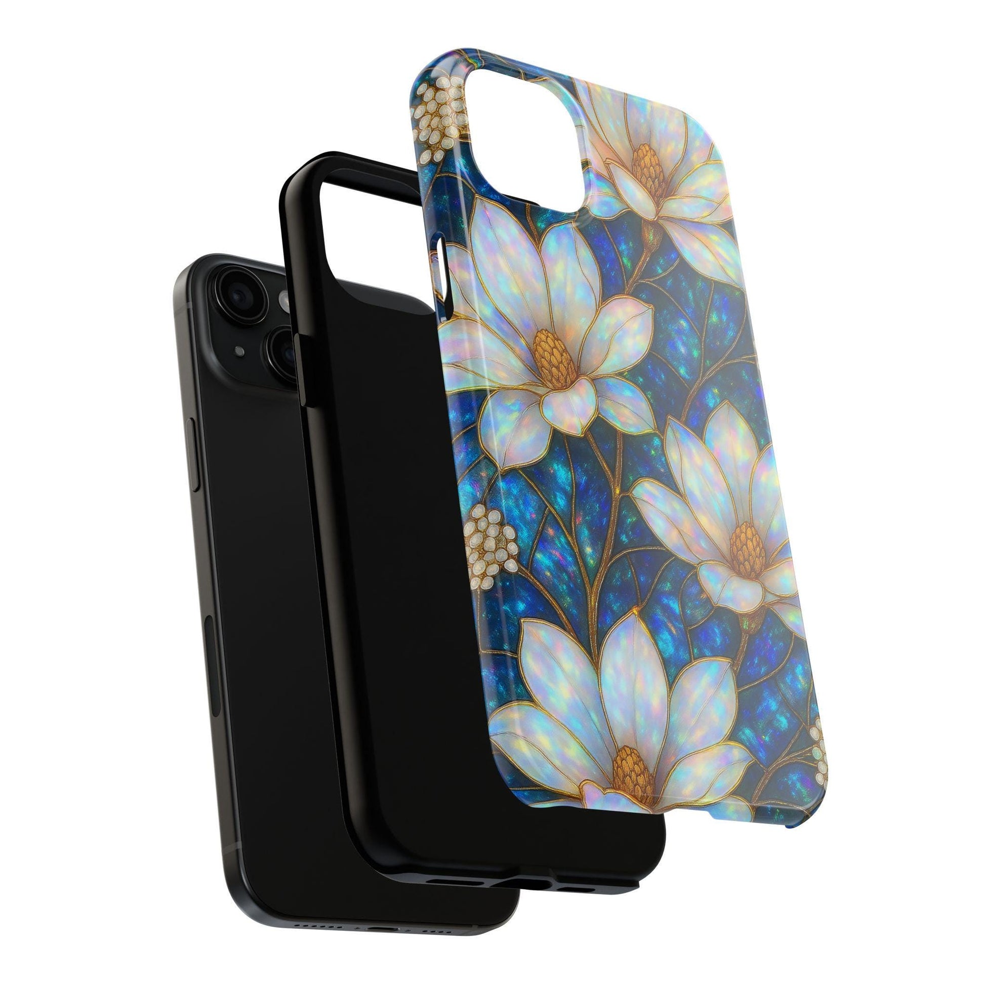 Magnolia Phone Case, 2D Stained Glass Floral iPhone Cover