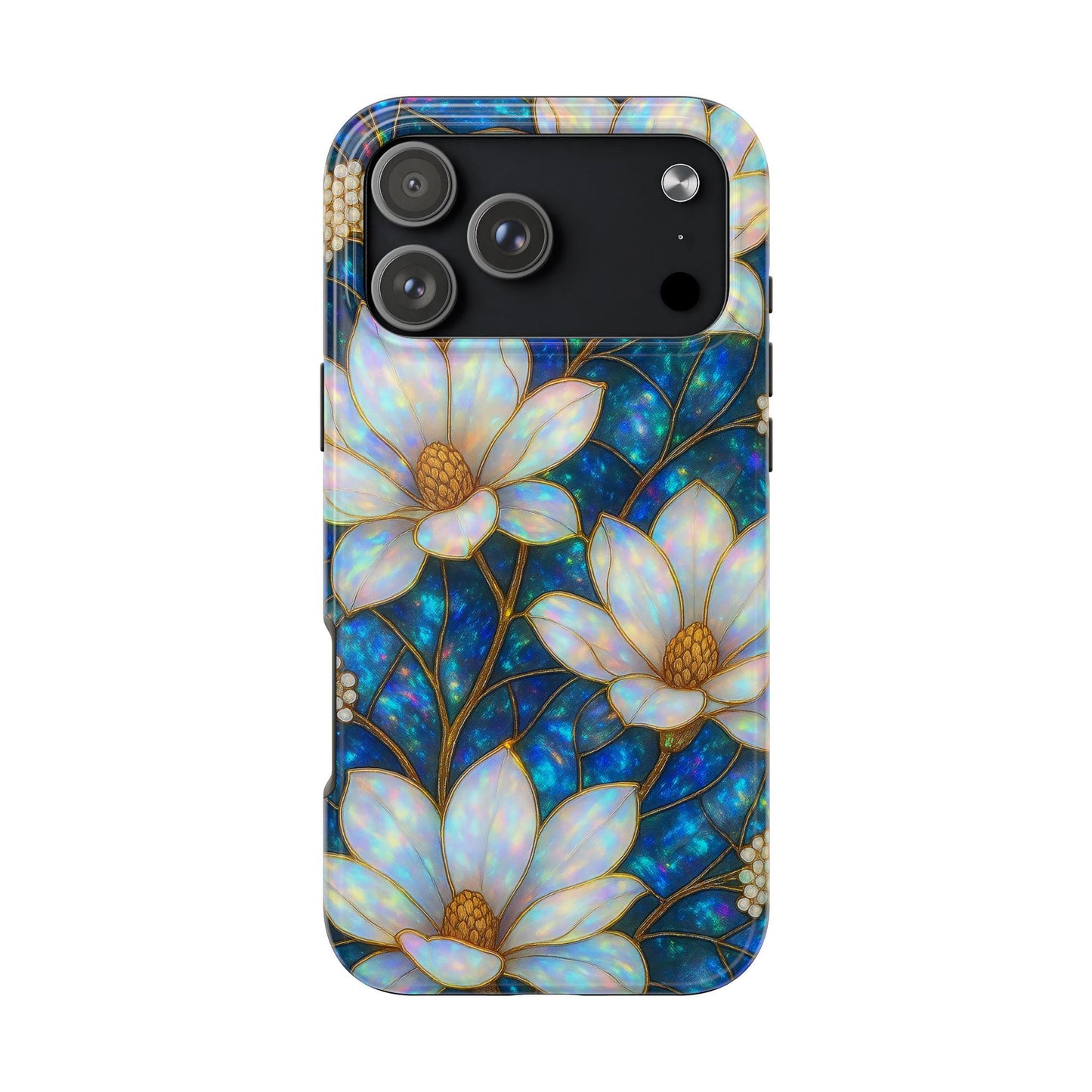 Magnolia Phone Case, 2D Stained Glass Floral iPhone Cover
