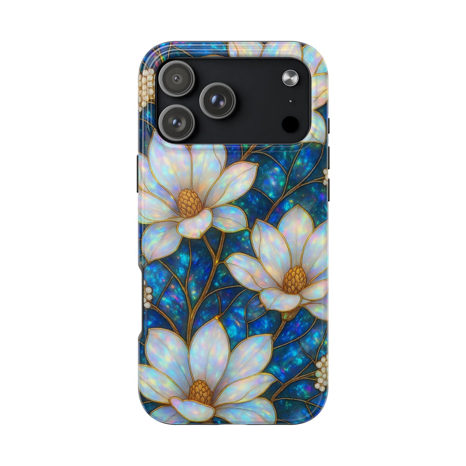 Magnolia Phone Case, 2D Stained Glass Floral iPhone Cover