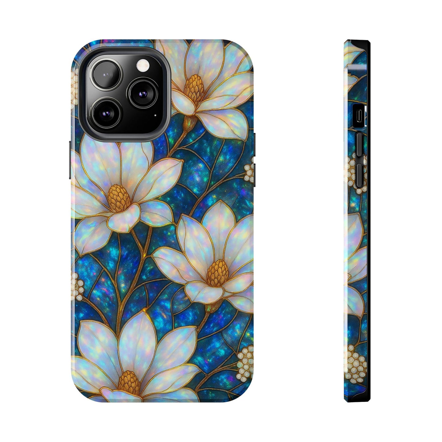 Magnolia Phone Case, 2D Stained Glass Floral iPhone Cover