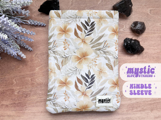 Quilted Kindle Sleeve – Boho Floral Padded E-Reader & iPad Mini Case