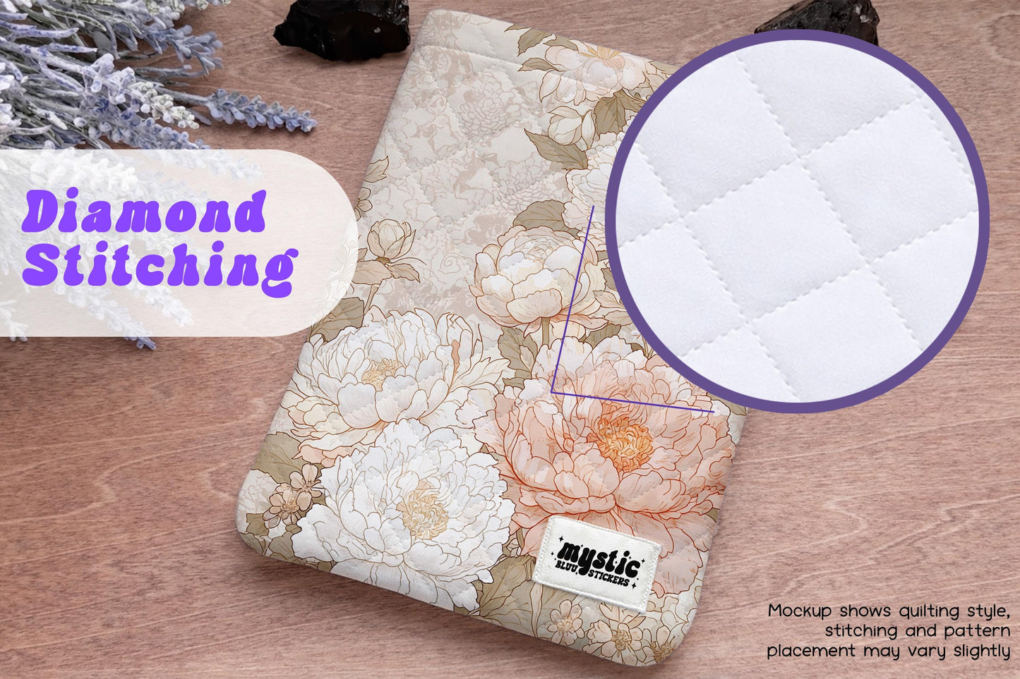 Quilted Kindle Sleeve – Peony Floral Padded E-Reader & iPad Mini Case