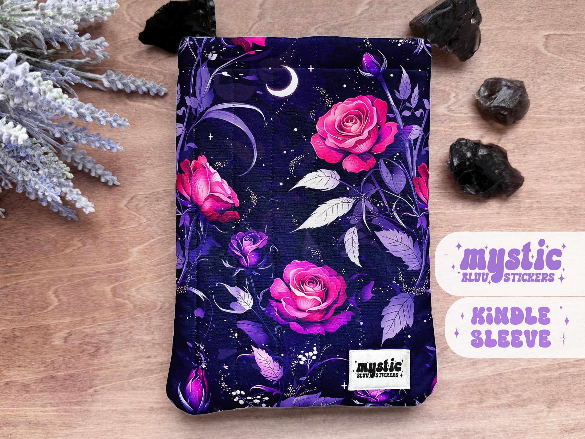 Quilted Kindle Sleeve – Celestial Rose Padded E-Reader & iPad Mini Case