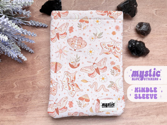 Quilted Kindle Sleeve – Cottagecore Moth Padded E-Reader & iPad Mini Case