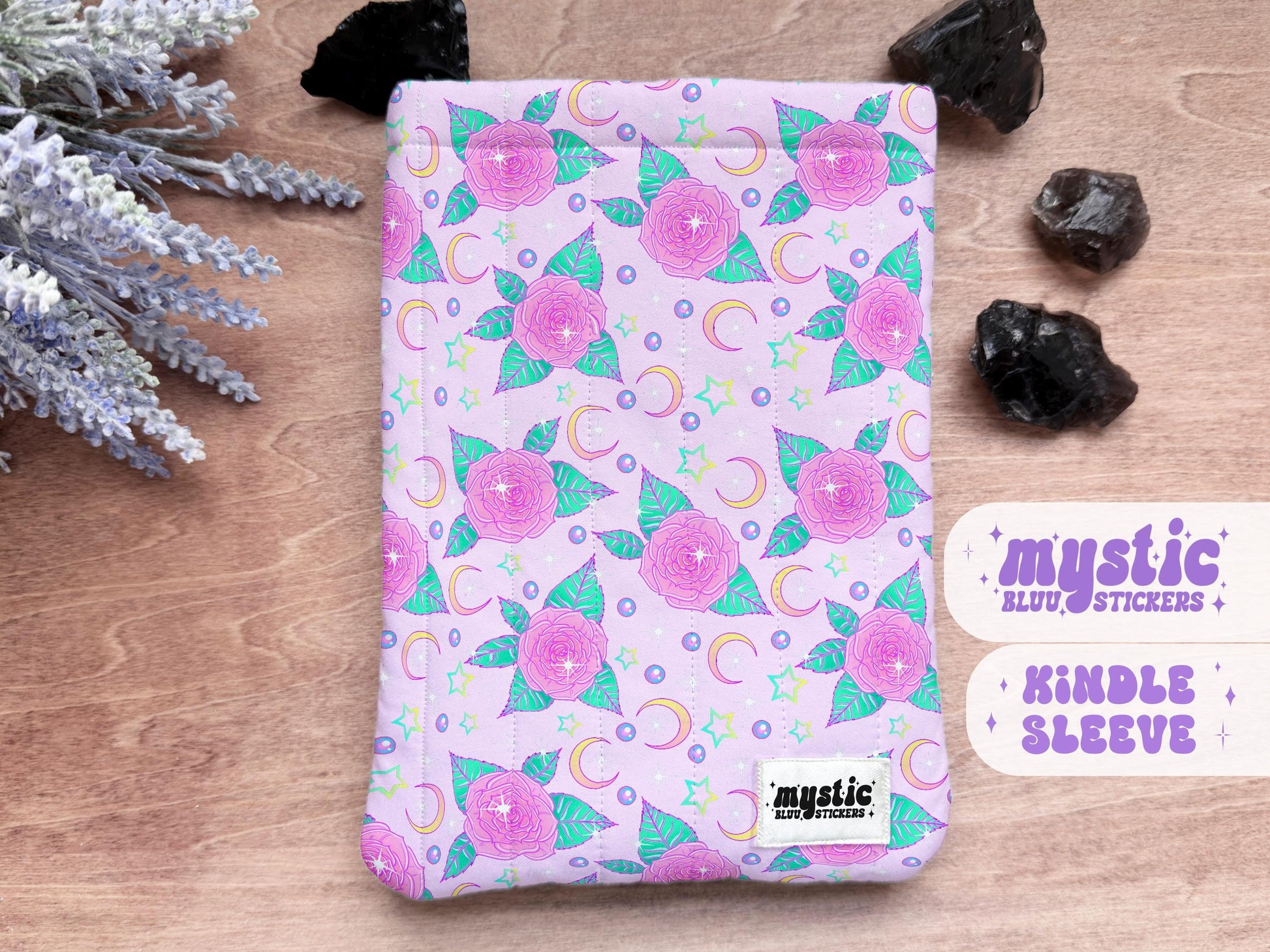 Celestial Rose Kindle Sleeve - Quilted Padded E-Reader & iPad Mini Case