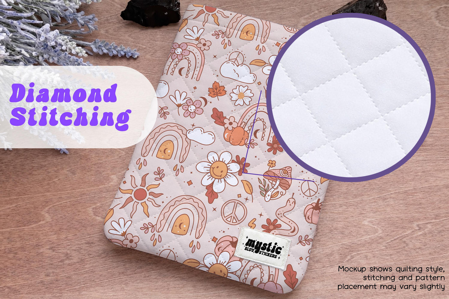 Boho Autumn Kindle Sleeve – Retro Fall Quilted Padded E-Reader & iPad Mini Case