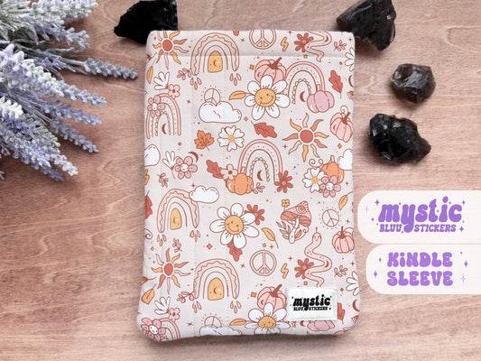 Boho Autumn Kindle Sleeve – Retro Fall Quilted Padded E-Reader & iPad Mini Case