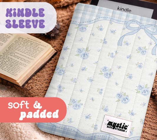 Quilted Kindle Sleeve For Book Lover, Protective Ereader Case