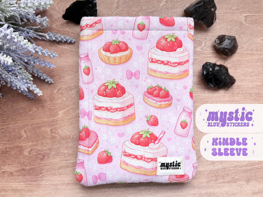 Strawberry Kindle Sleeve | Handmade Padded E-Reader Cover | Protection for Kindle, Kobo, Nook & More