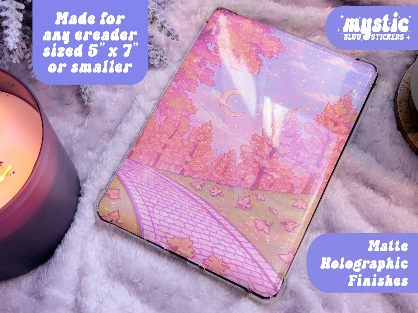 Pink Autumn Kindle Insert For Clear Case, Paperwhite, Colorsoft, iPad Mini, Holographic