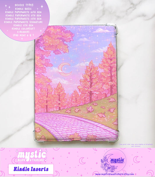 Pink Autumn Kindle Insert For Clear Case, Paperwhite, Colorsoft, iPad Mini, Holographic