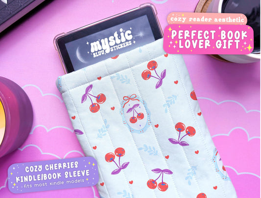 Cherries Kindle Sleeve | Handmade Padded E-Reader Cover | Protection for Kindle, Kobo, Nook & More