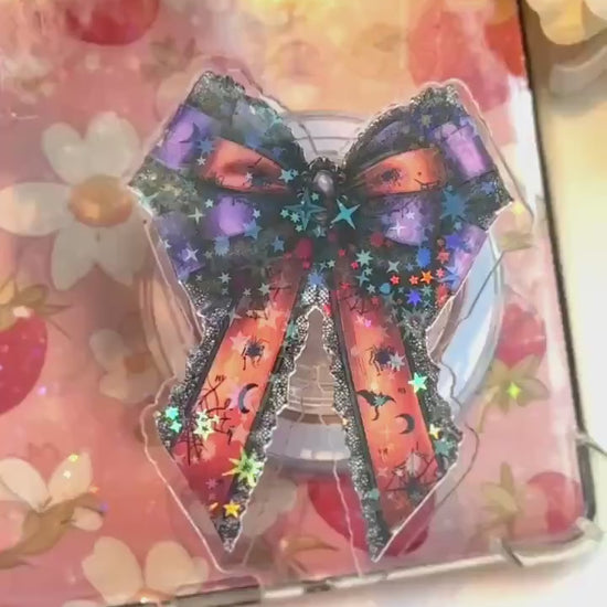 Gothic Bow Magsafe Phone Grip: Spooky Halloween E-Reader Accessory