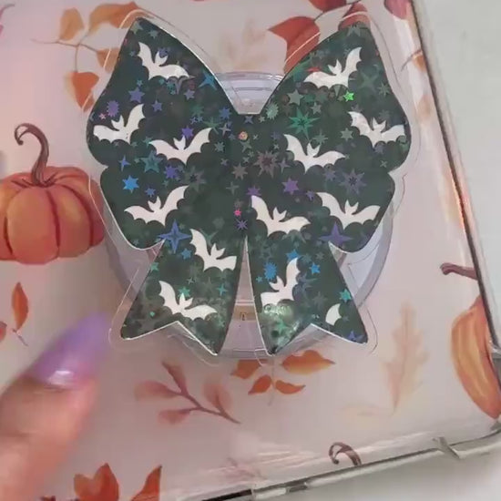 Bat Bow MagSafe Phone Grip: Spooky Bookish E-Reader Accessory