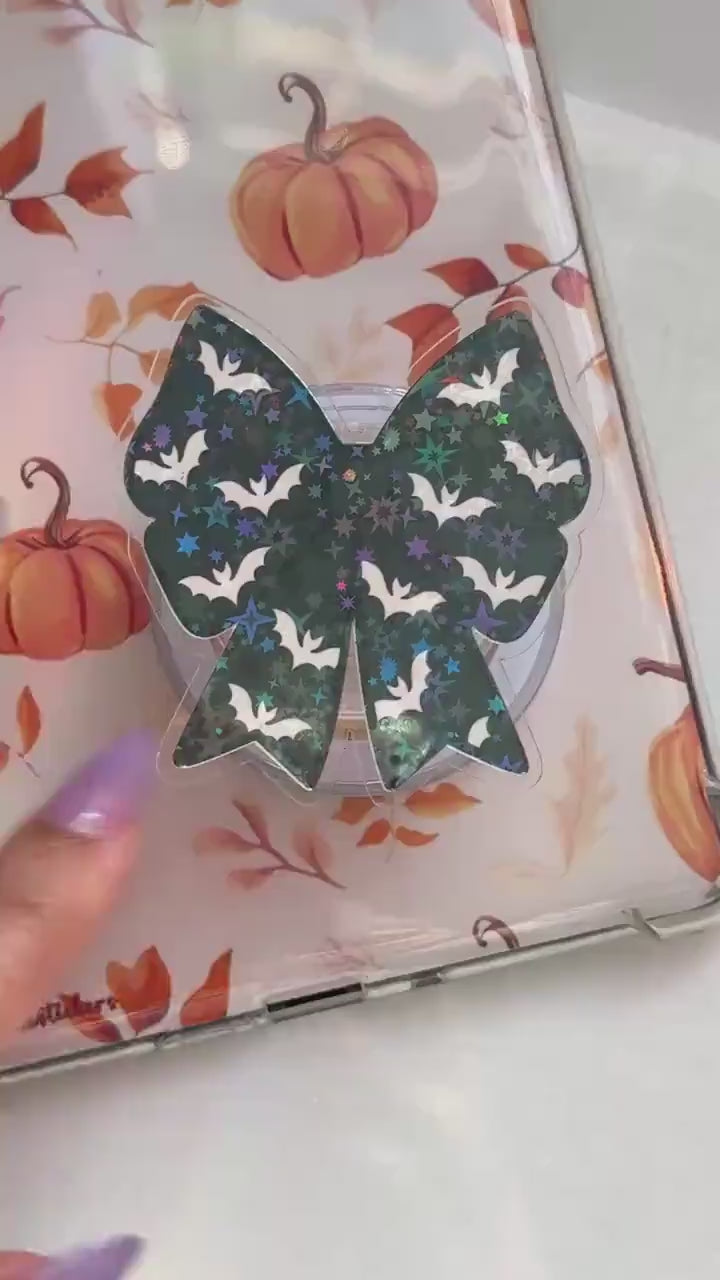 Bat Bow MagSafe Phone Grip: Spooky Bookish E-Reader Accessory