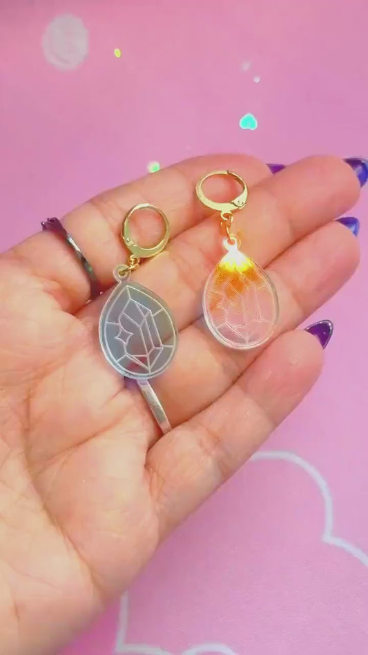 Crystal Earrings for Book Lovers:  Acrylic Iridescent Dangle Hoop or Hook Style