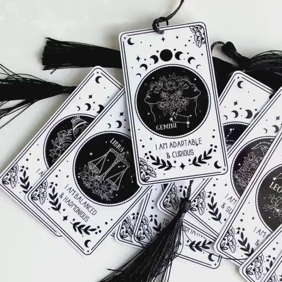 Tarot Card Zodiac Bookmark: Laminated with Tassel