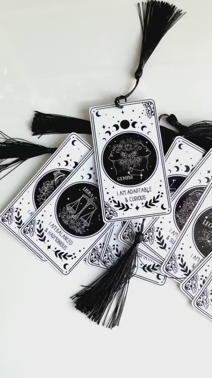 Tarot Card Zodiac Bookmark: Laminated with Tassel