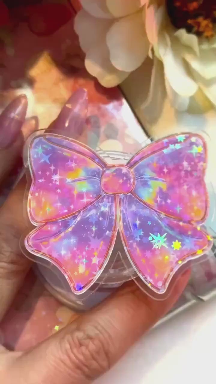 Rainbow Bow Magsafe Grip: Holographic Kindle & Phone Accessory