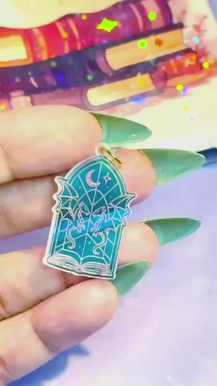 Iridescent Dragon Book Charm: Fantasy Kindle/USB-C Accessory