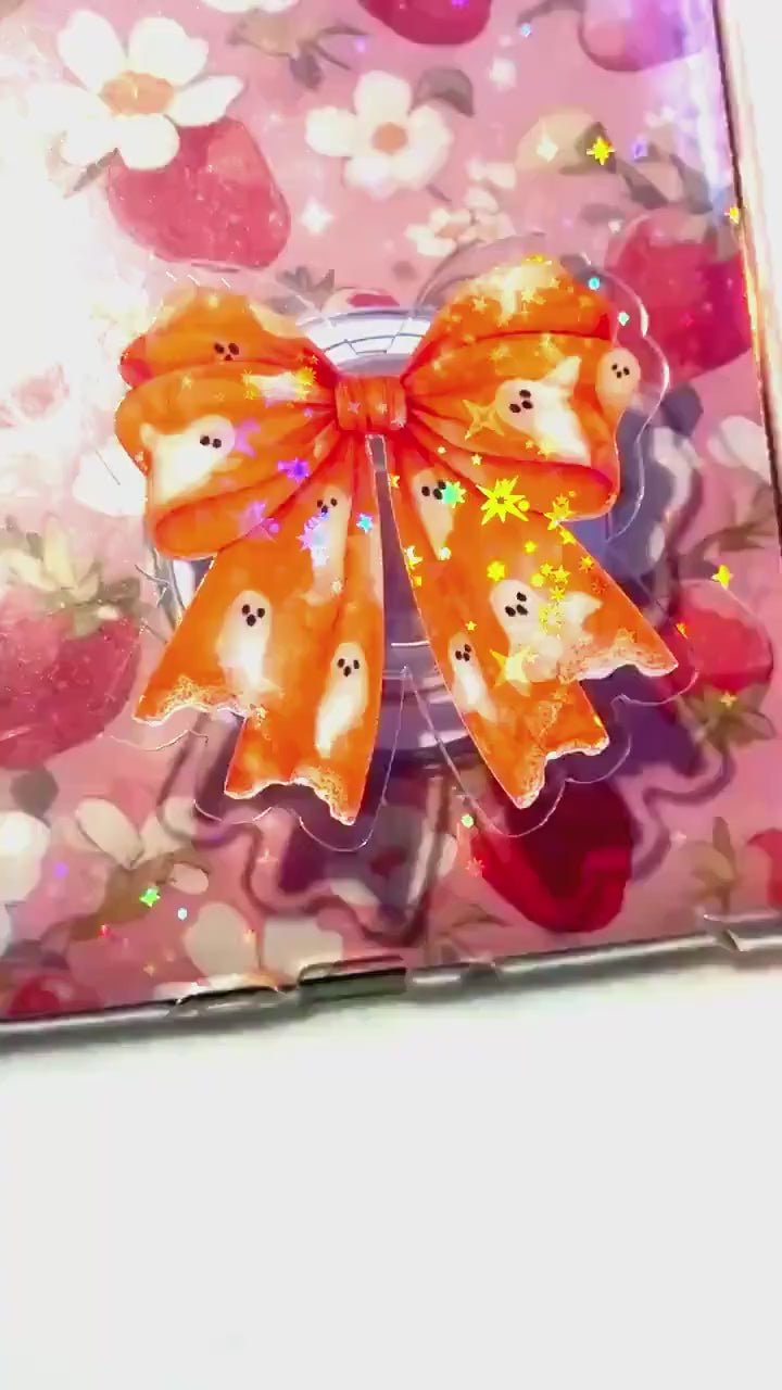 Ghost Bow Magsafe Phone Grip: Spooky Bookish Kindle Accessory