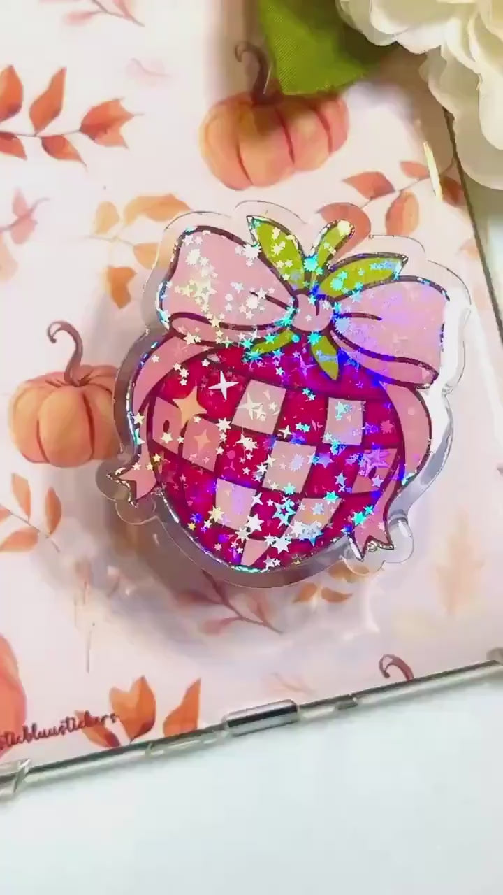 Strawberry MagSafe Kindle Grip: Holographic Bookish Phone Accessory