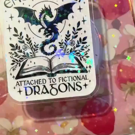 Emotionally Attached to Fictional Dragons Kindle Grip – Holographic MagSafe Phone & E-Reader Stand
