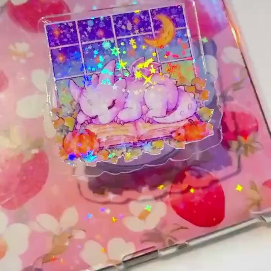 Holographic Dragon Phone Grip: Cozy Book & Pumpkins MagSafe Grip