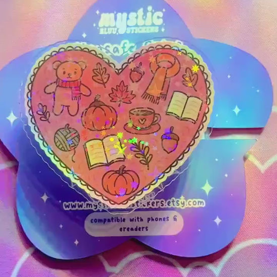 Autumn Cozy Heart Kindle Grip with Magnetic Ring – Fall Bear, Pumpkin & Books MagSafe Grip