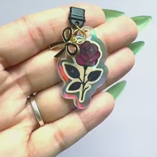 Acrylic Rose Dust Plug Charm For Kindles, iPhone And Android, Dark Romance Kindle Charm, Phone USB c Charm, Acrylic Dust Plug Charm