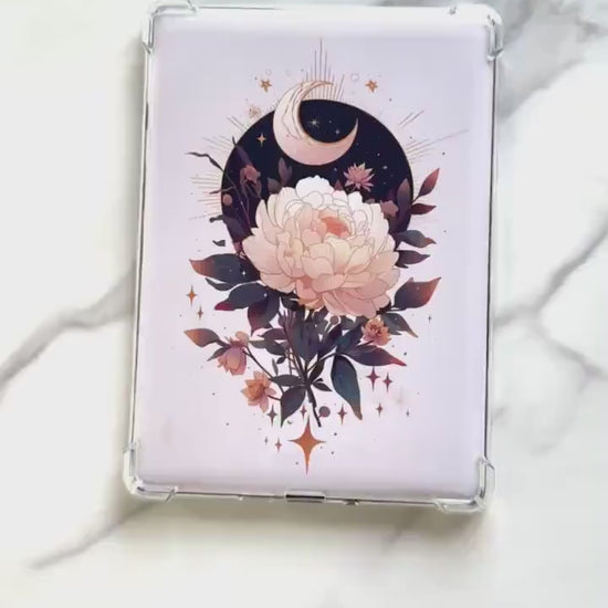 Mystic Moon Flower Kindle Insert: Laminated Cardstock, 6/6.8in Paperwhite