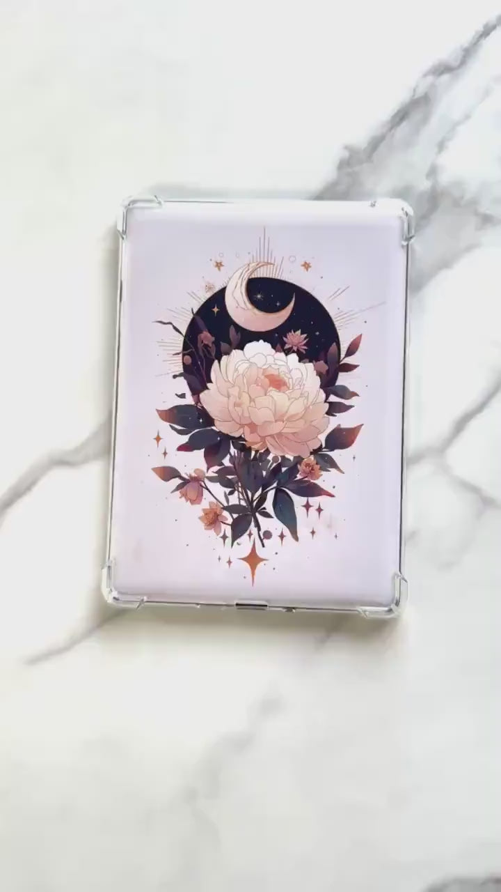 Mystic Moon Flower Kindle Insert: Laminated Cardstock, 6/6.8in Paperwhite