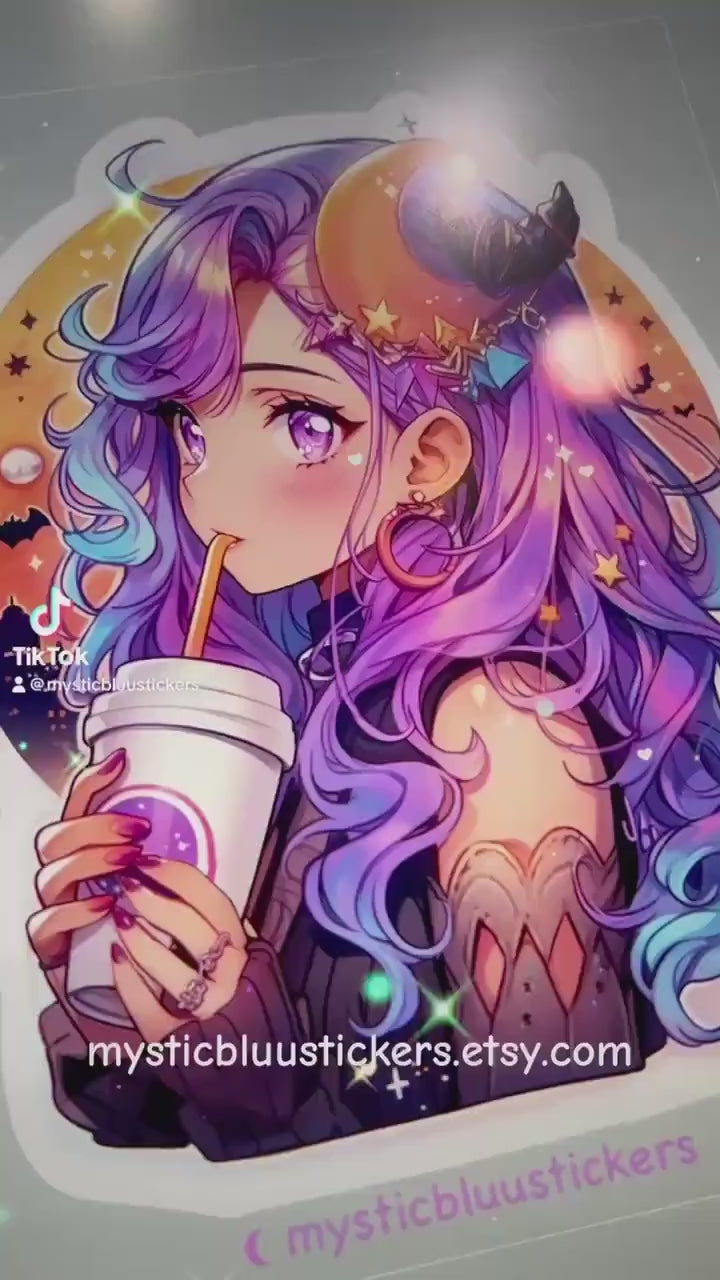 Witchy Coffee Vinyl Sticker: Pastel Spooky Laptop Decal