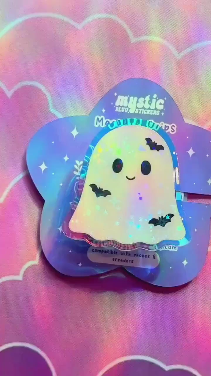 Ghost Kindle Grip: Bookish MagSafe Phone Grip | Mysticbluustickers™