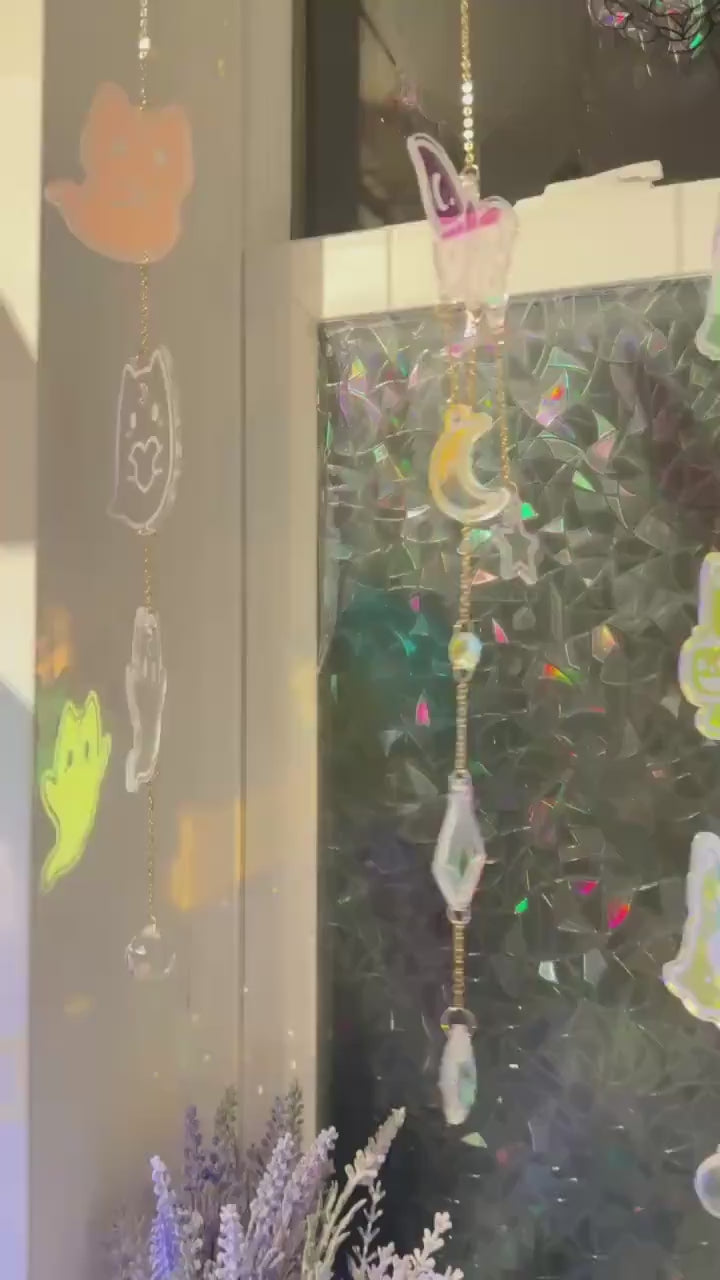 Iridescent Acrylic Sun Catcher: Celestial Rainbow Window, Car Charm