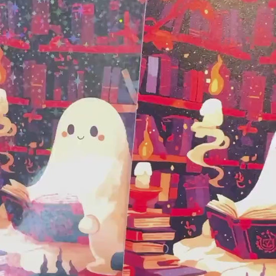 Halloween Ghost Reading Book iPad Mini Insert: Matte or Holographic