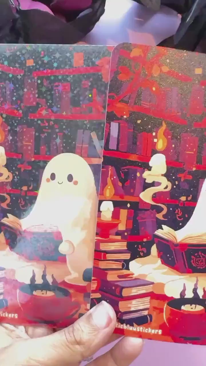 Halloween Ghost Reading Book iPad Mini Insert: Matte or Holographic