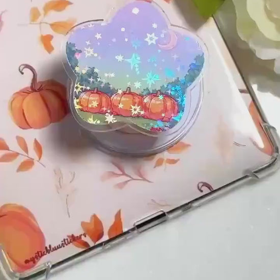 Holographic Pumpkin Field MagSafe Grip: Halloween Phone & Kindle Stand