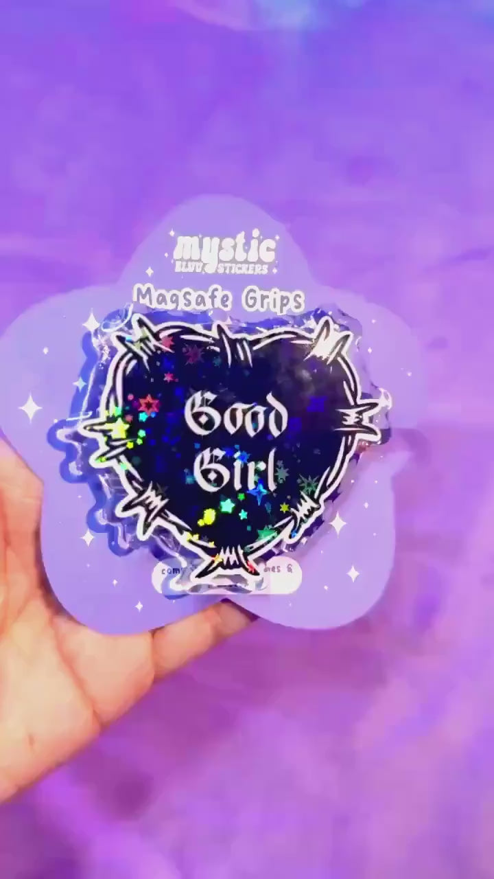 Good Girl MagSafe Kindle Grip: Holographic Bookish Phone Grip